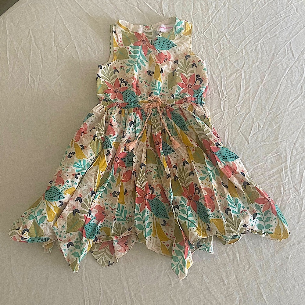 3T Tommy Bahama 100% Cotton Sleeveless Floral Kids Dress w/ Star Buttons